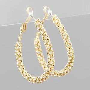 40mm Crystal Beaded Oval Hoops
